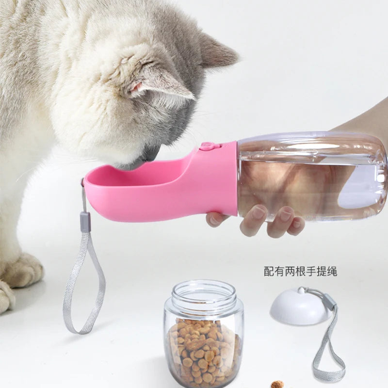 Hydrate & Feed on the move - 2-in-One PetWater Bottle & Food Dispenser - Wags & Whiskers