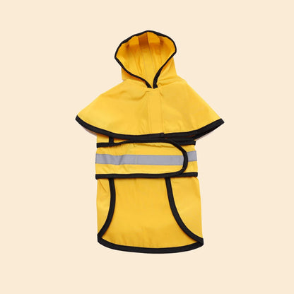 dog rain coat yellow with stripe front without dog