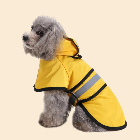 dog rain coat yellow with stripe