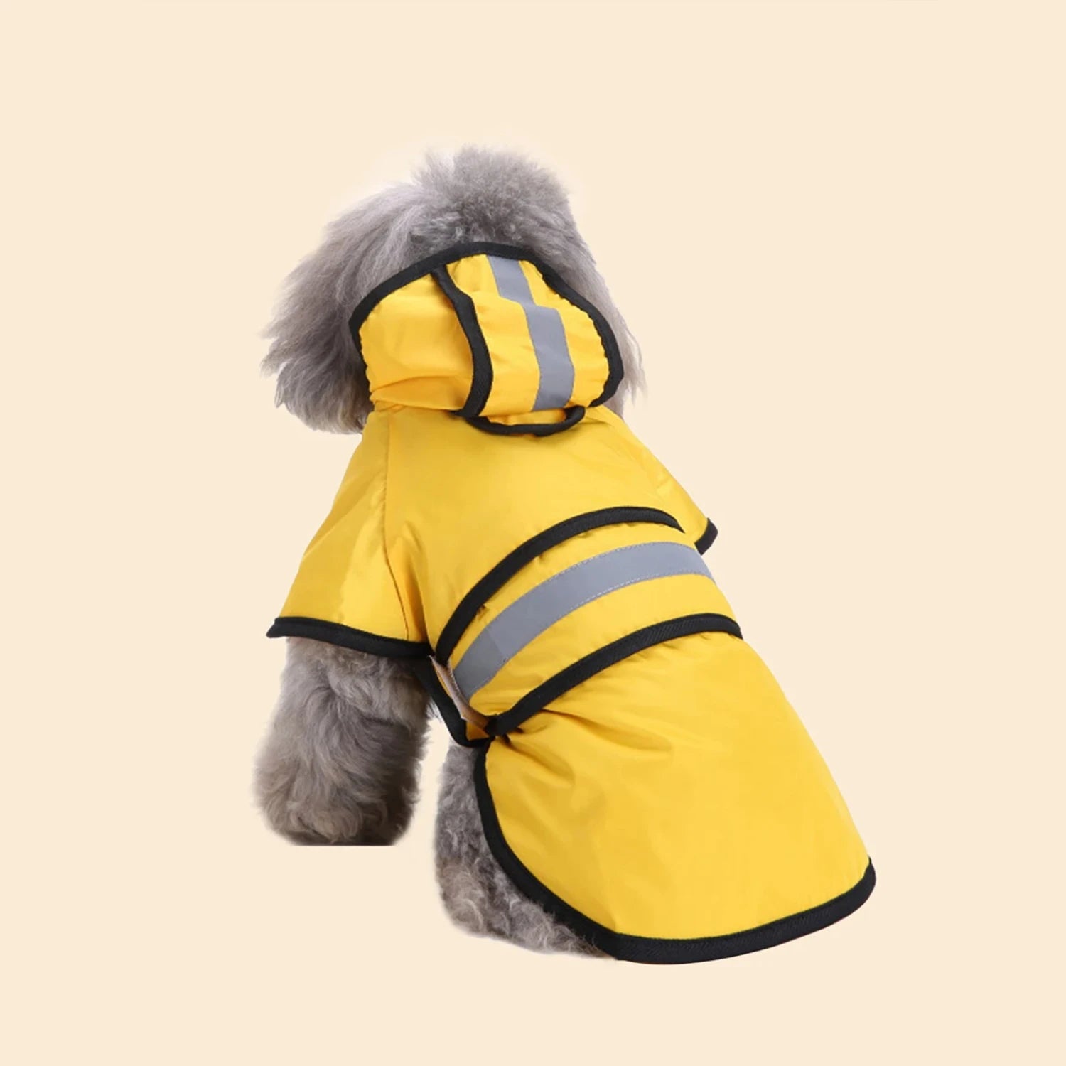 dog rain coat yellow with stripe back