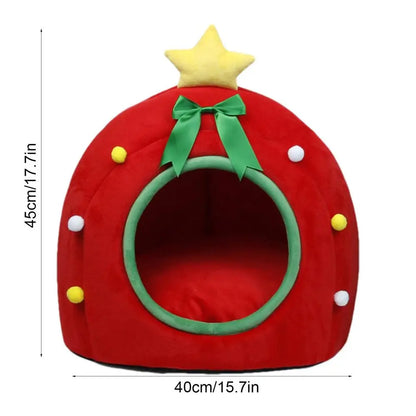 Christmas Pet Gift Cat Bed Cat Caves Variety Dome Red