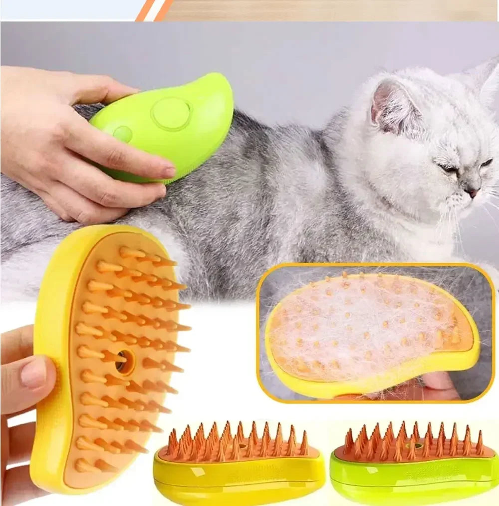 Steam, Spray, Massage: 3-in-1 Pet Grooming Tool