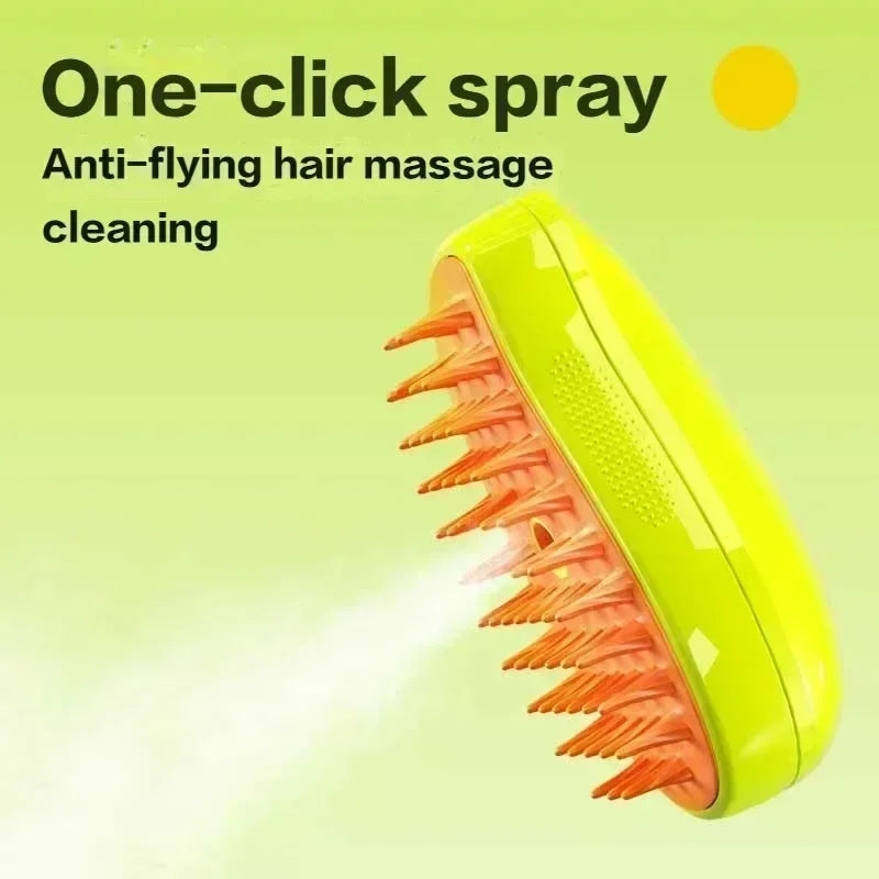 Steam, Spray, Massage: 3-in-1 Pet Grooming Tool