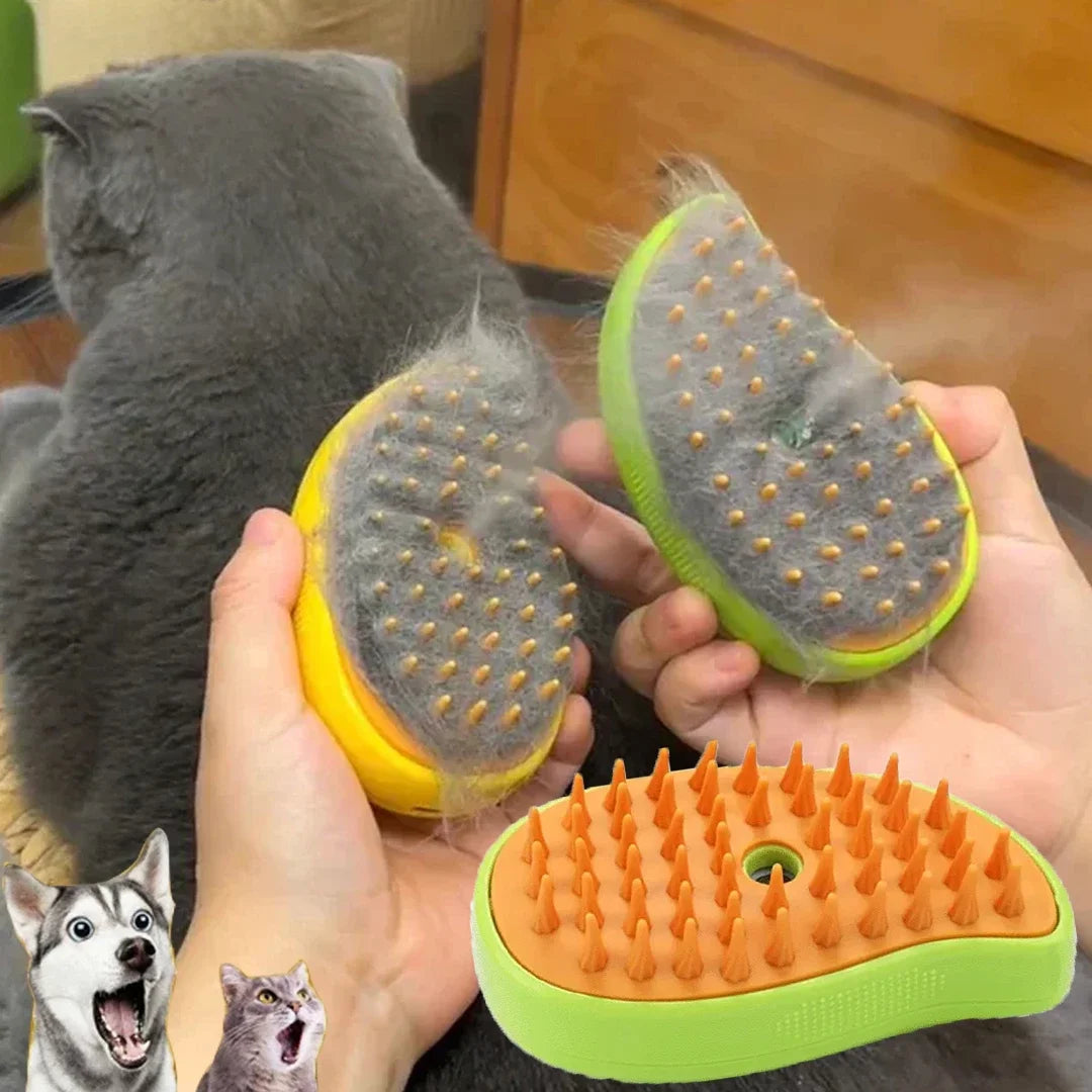 Steam, Spray, Massage: 3-in-1 Pet Grooming Tool