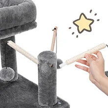 Cat Tree Tower Scratching Post Scratcher Cat House Kitten Toys with Big Conda Large High Perch Cat Hammock Hanging Balls - Wags & Whiskers