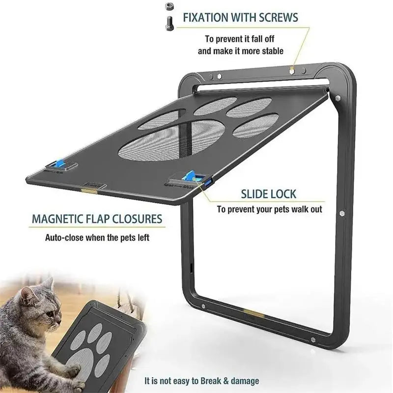 dog door for security door fixation with screws