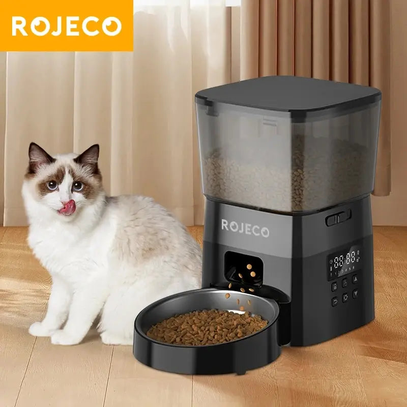 Never Miss a Meal: The ROJECO Automatic Pet Feeder (Button Version) - Wags & Whiskers