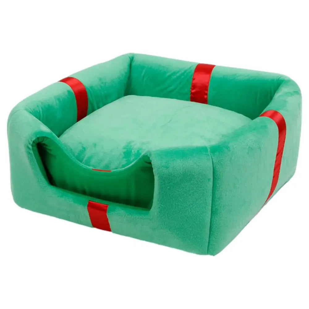 Festive Feline Retreat: Christmas Cat Bed Cave - Wags & Whiskers