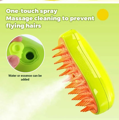 Steam, Spray, Massage: 3-in-1 Pet Grooming Tool