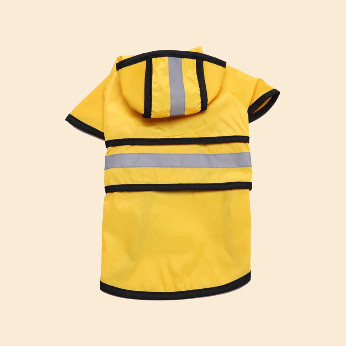 dog rain coat yellow with stripe back without dog